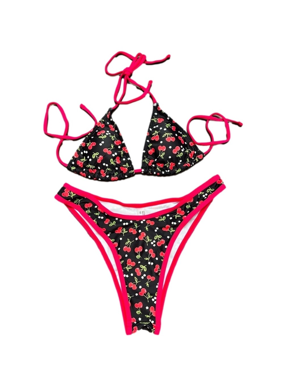 Cherry Print Halter Cheeky Bikini Set - Picture 5 of 7